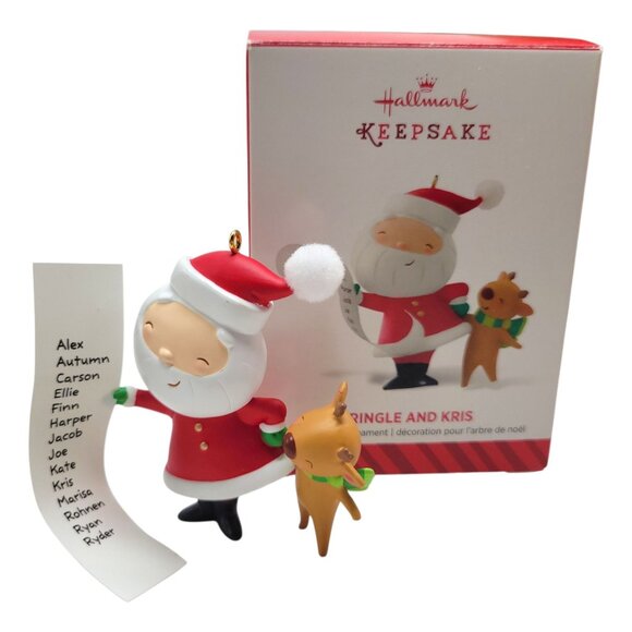Hallmark Keepsake Kringle & Kris Ornament 2014 Santa & Reindeer Christmas Décor - Picture 1 of 9